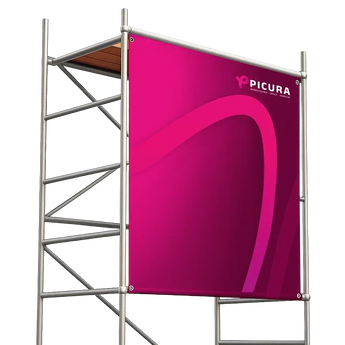 Gerüstbanner drucken auf Baugerüst mit individuellem Druck, wetterfestes Banner für Baustellen und Werbung