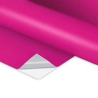 Pinke Folienrolle mit leicht abgezogener Ecke. Ideal, um individuelle und farbenfrohe Klebefolie drucken zu lassen.