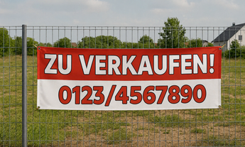 ZU VERKAUFEN Banner drucken – Werbebanner mit Telefonnummer gestalten