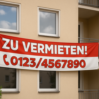 Banner an einem Geländer befestigt