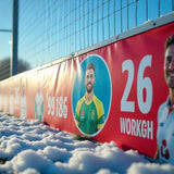 Sportplatz mit seitlicher Bande und grüner Rasenfläche