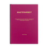 Hochwertig gebundene Abschlussarbeit auf einem Tisch liegend