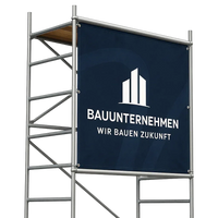 Gerüstbanner drucken für Bauunternehmen, großes Banner am Baugerüst mit Logo und Werbebotschaft, wetterfest und individuell bedruckt