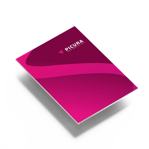 Produktfoto einer mit rosa Grafik bedruckten Hohlkammerplatte für Picura Werbetechnik.