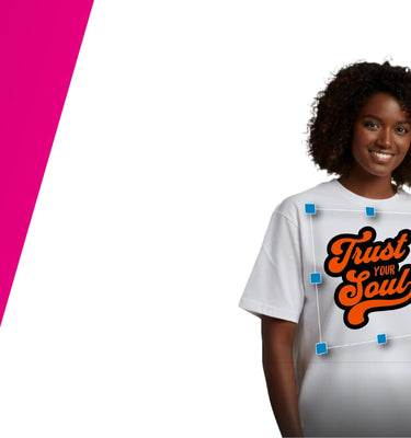 Online druckerei – Ein modernes Tool zur Gestaltung von Textilien, das zwei Personen mit individuell bedruckten T-Shirts zeigt, während grafische Bearbeitungselemente die einfache Gestaltung online illustrieren.