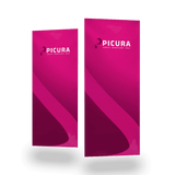 Ersatzdruck für ein Roll-Up Display, sauber gespannt und gut sichtbar