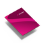 Ein Foto eines schräg aufgenommenen Werbeschildes aus bedruckter Wellpappe. Das Schild hat einen Magenta-Pink-Farbverlauf und das weiße PICURA Agentur-Logo ist oben gut lesbar. An der Kante ist die Wellenstruktur des Materials deutlich zu erkennen.