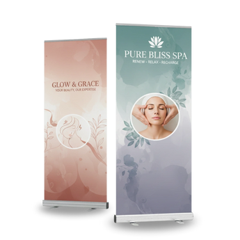 Werbeaufsteller groß auf einer Messe platziert