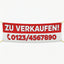 Rot-weißes Werbebanner mit "Zu Verkaufen" und Telefonnummer. Bei uns können Sie auch passende Roll-Up Banner drucken.