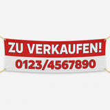 ZU VERKAUFEN Banner drucken – Werbebanner mit Telefonnummer gestalten