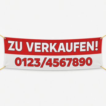 ZU VERKAUFEN Banner drucken – Werbebanner mit Telefonnummer gestalten