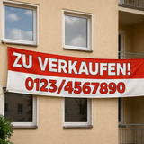 ZU VERKAUFEN Banner drucken – Werbebanner mit Telefonnummer gestalten