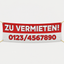 Zu vermieten Banner mit Telefonnummer