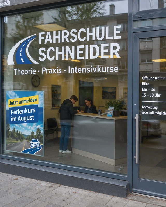 Beschriftung & Öffnungszeiten