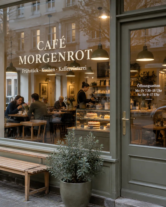 Öffnungszeiten & Fensterwerbung